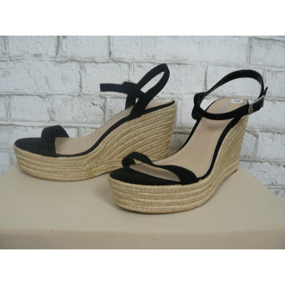 Charles by Charles David Black Espadrille Platform Sandals 10 NEW - Picture 2 of 7